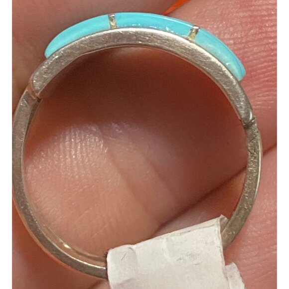 Ring Size 7.5 Turquoise Sterling Silver 925 Women Semi-Precious Stone - Picture 4 of 10